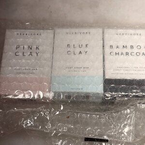 Herbivore Cleansing Pink Clay- Blue Clay & Charcoal Cleansing Bar Soap